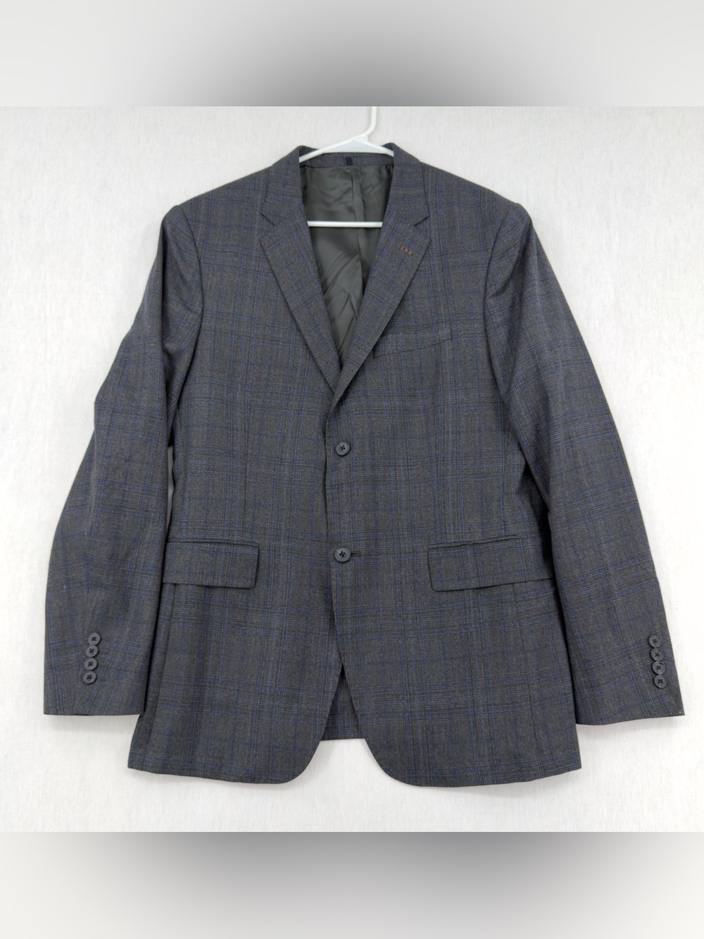Jack Spade Charcoal Plaid Blazer with Subtle Blue Windowpane Pattern